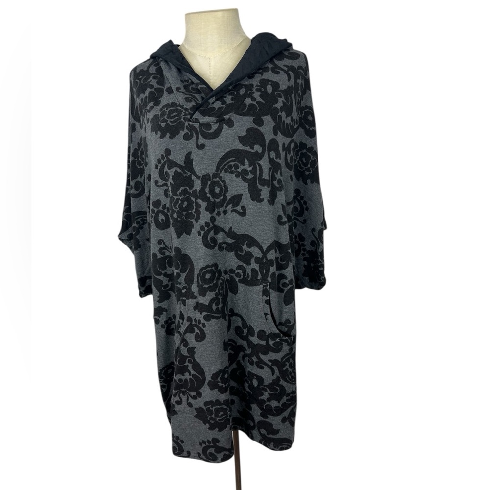 Soma Live Lounge Wear Soft Velour Lined Hooded Poncho cover up‎ size XL black